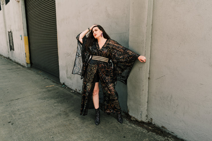 Bohémienne Kimono Robe “Stardust” (Noir) Runway Edition