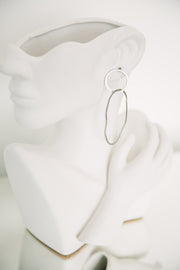 Escape from Paris: Silver Oval and Circle Earrings