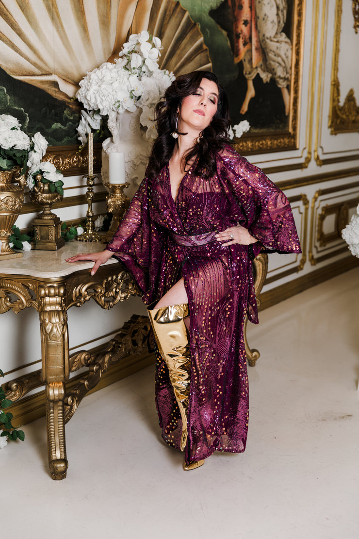 Bohémienne Kimono Robe “Stardust” (Aubergine) Runway Edition