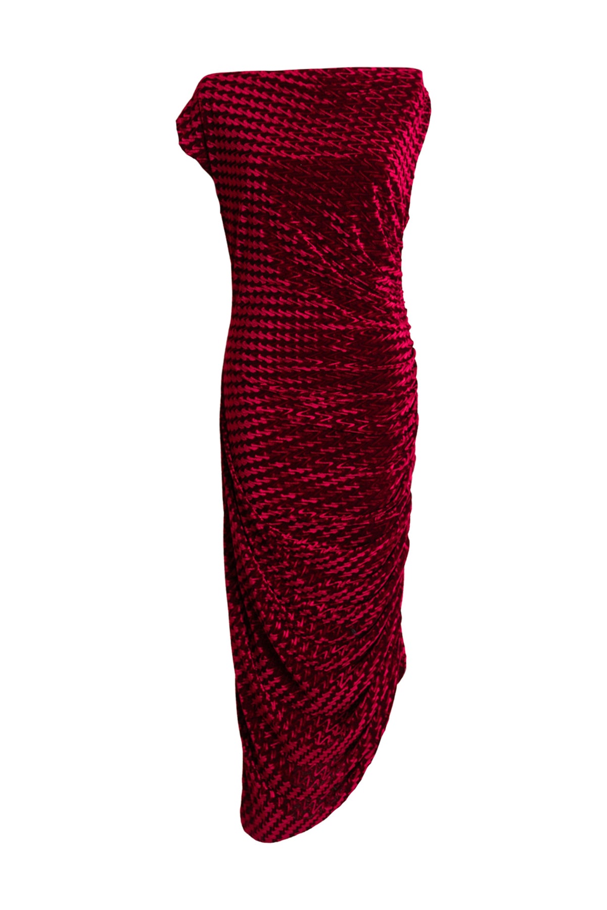 Seconda Donna Dress Zigzag Velvet Oxblood byVINNIK