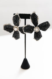 Handmade Swarovski Black Flower Earrings