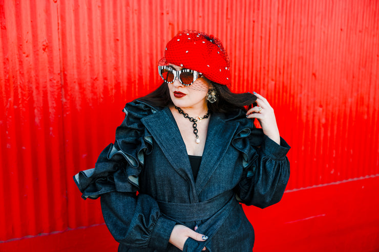 Widow Netted Beret (Red)