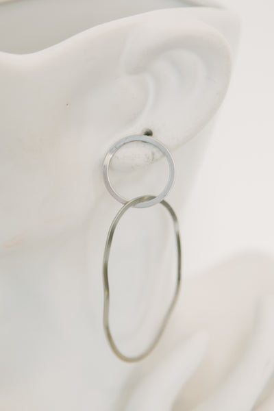 Escape from Paris: Silver Oval and Circle Earrings