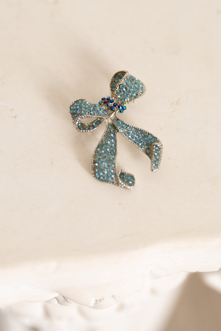 Blue Bow Brooch