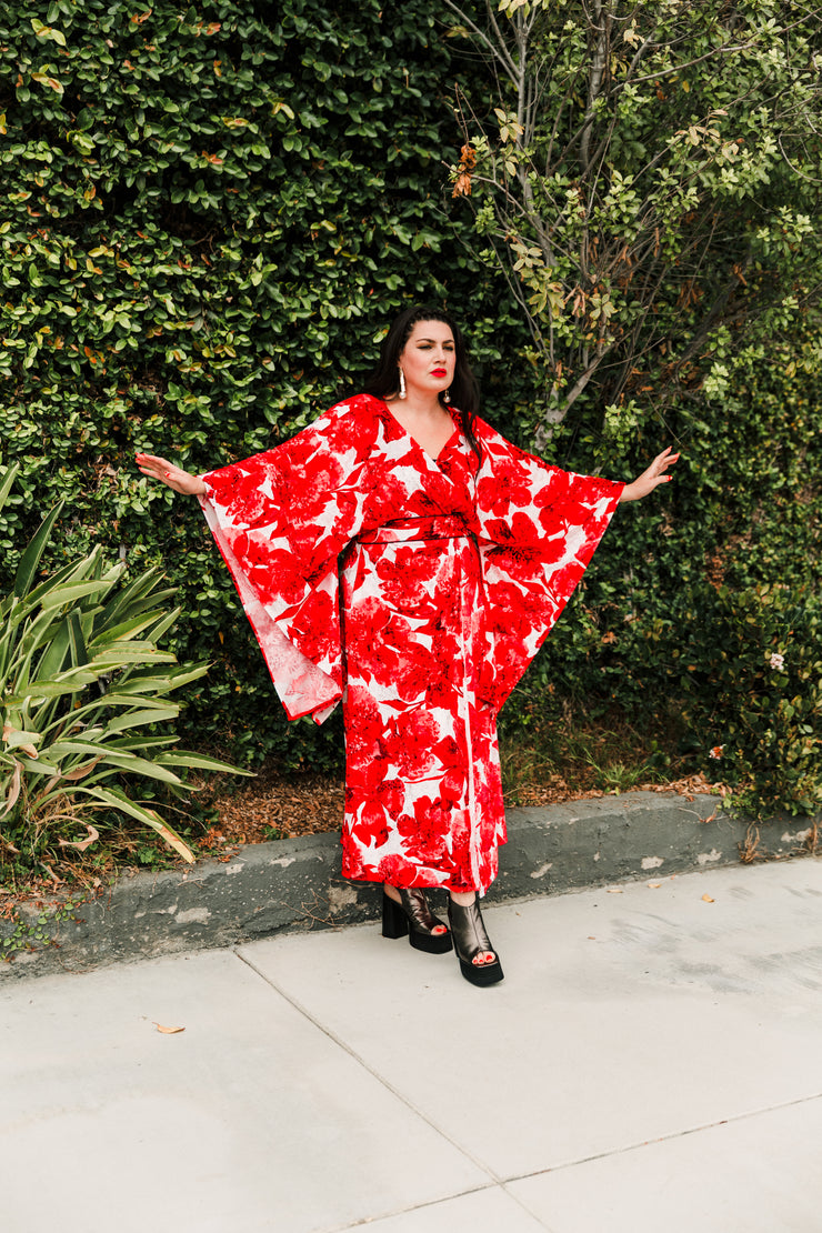 Bohémienne Kimono Robe “Seasons Change" Velvet (Red)