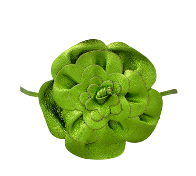 Metallic Italian Leather Flower Belt (Lime)