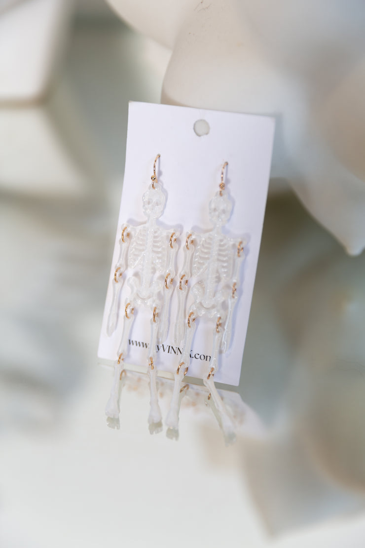 Dancing Skeleton Earrings (white)