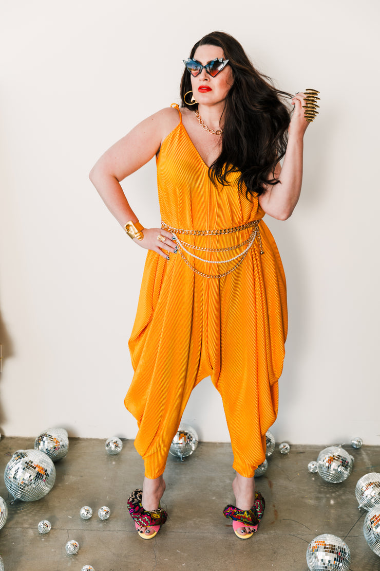 Poiret Jumpsuit in "Amber Yellow Slink"