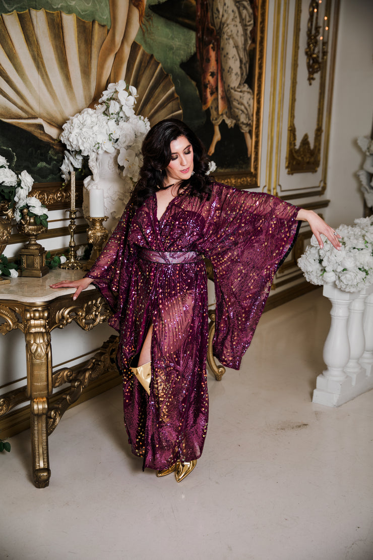 Bohémienne Kimono Robe “Stardust” (Aubergine) Runway Edition