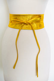 Metallic Italian Leather Wrap Belt “Citrine”