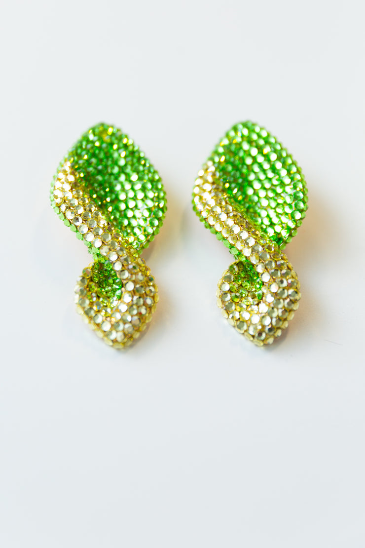 Handmade Swarovski Snake on a Leaf Earrings