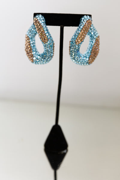 Swarovski Earrings- ice coral j hoop