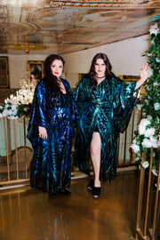 Bohémienne Sequin Kimono Robe “Lady Sapphire Noir” (Runway Edition)