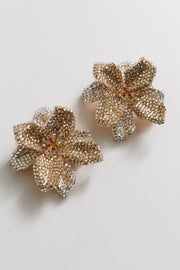 Handmade Swarovski Oversized Champagne Flower Earrings