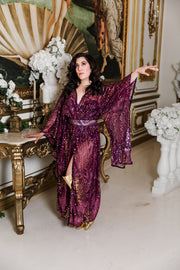 Bohémienne Kimono Robe “Stardust” (Aubergine) Runway Edition