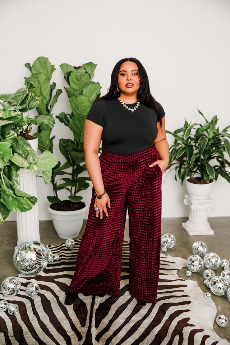 Muse Pants in “Zig Zag Velvet” Oxblood