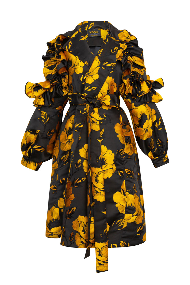 Ruffle Trench Coat in “Pagliacci”