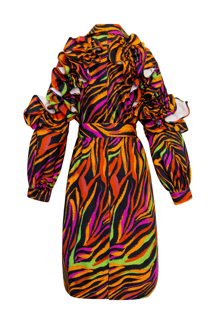 Ruffle Trench Coat in “Prisma Tigre"