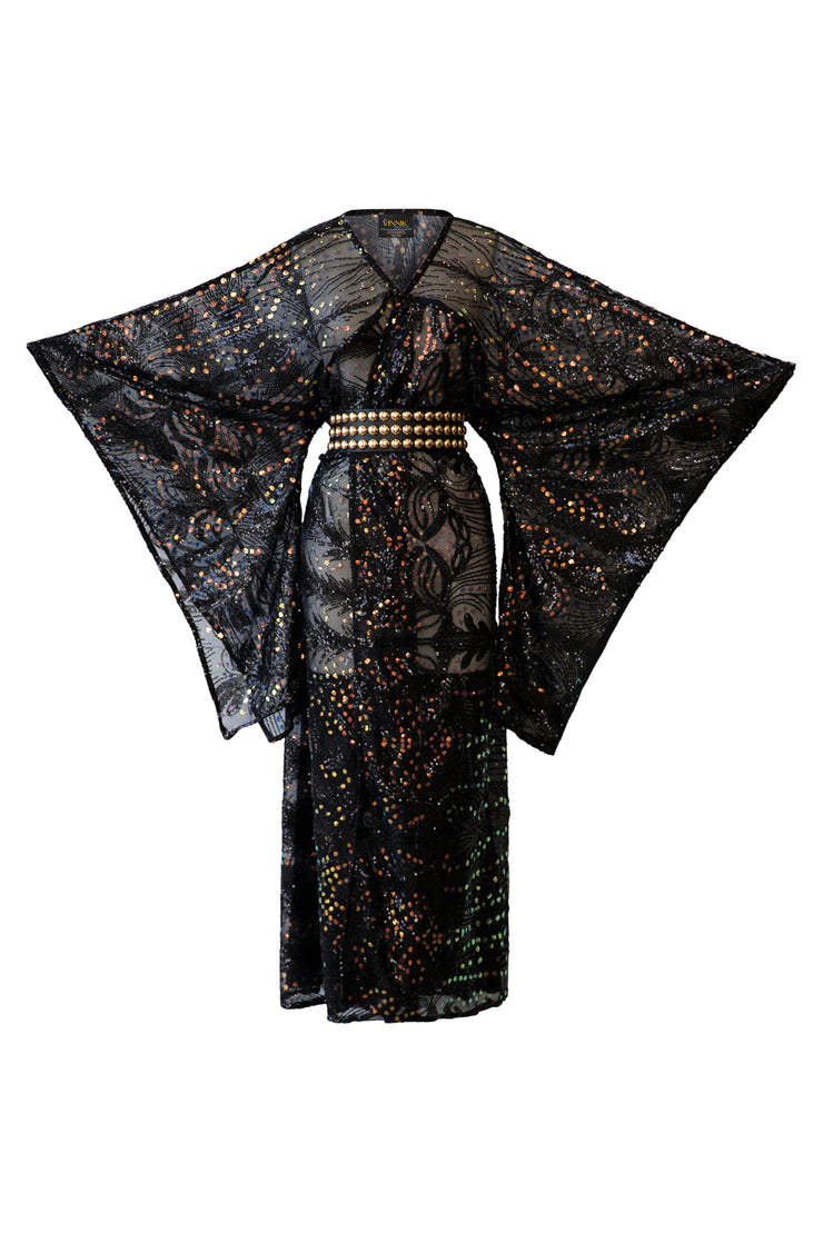 Bohémienne Kimono Robe “Stardust” (Noir) Runway Edition