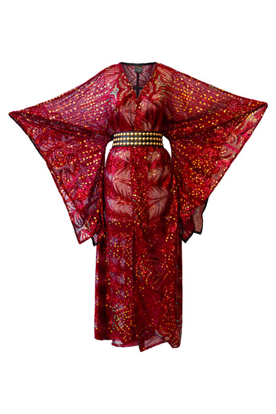 Bohémienne Kimono Robe “Stardust” (Cabernet) Runway Edition