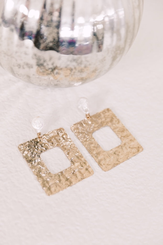 Giant Square Earrings (Gold)