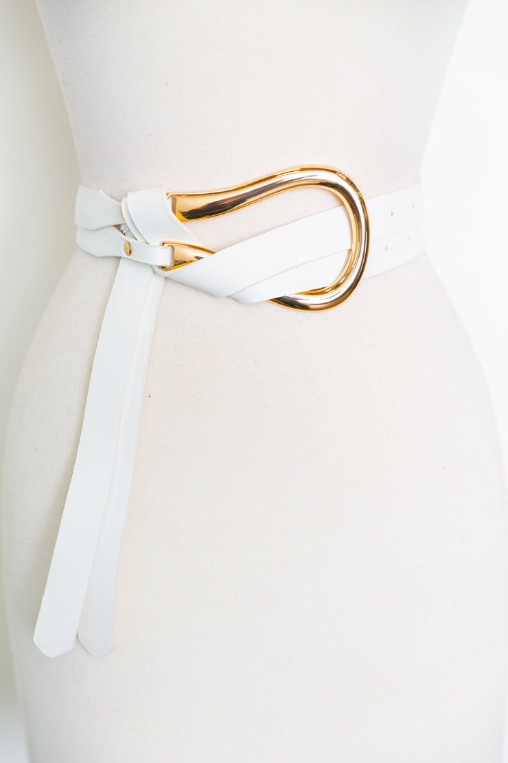 Vegan Horseshoe Split Belt (White"