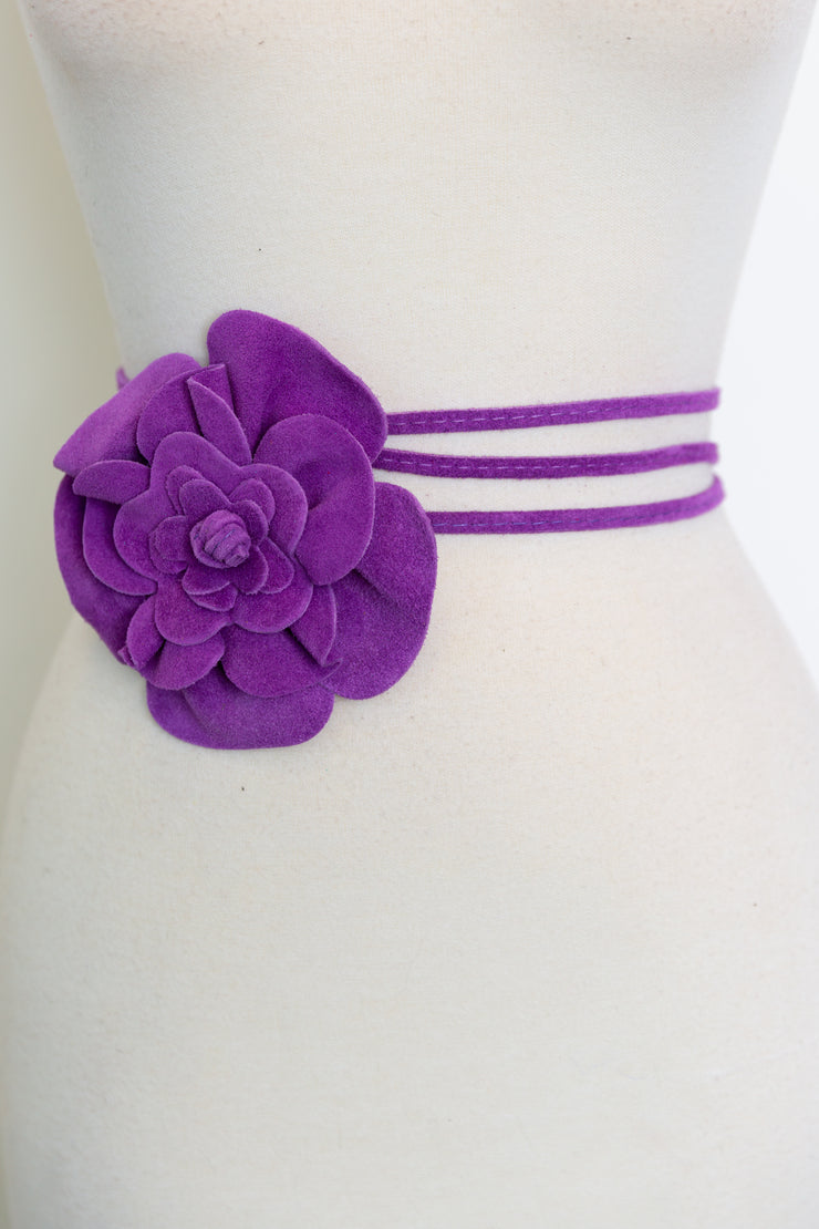 Italian Suede Flower Belt (Lavender)