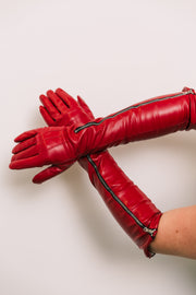 Vegan Leather Gloves (Red)