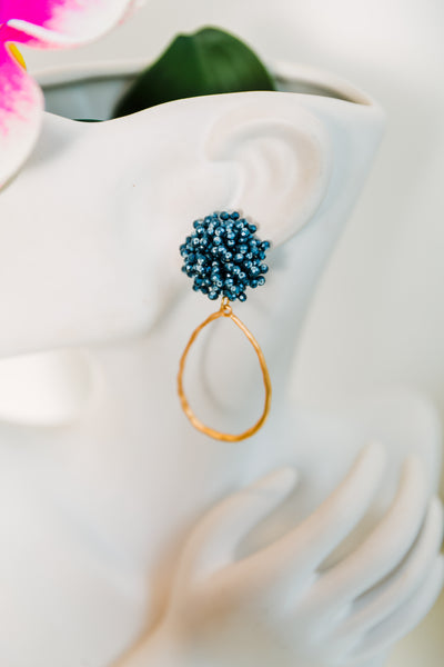 Firework Hoop Earrings (Antique Blue)