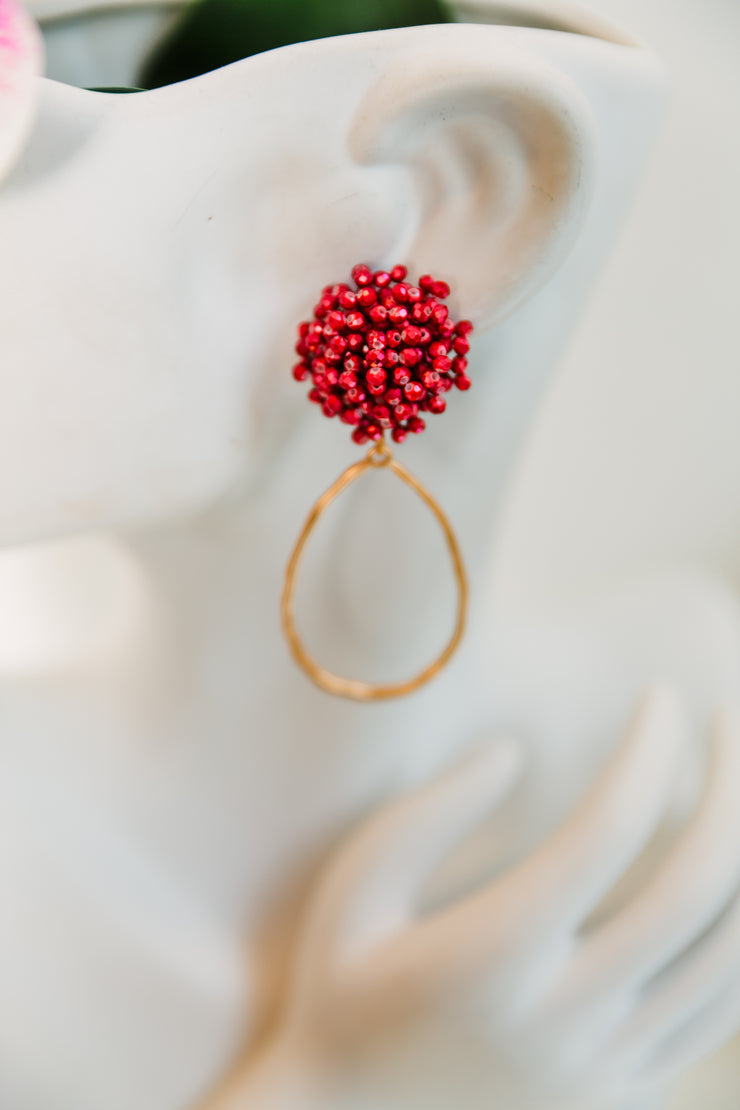 Firework Hoop Earrings (Garnet)