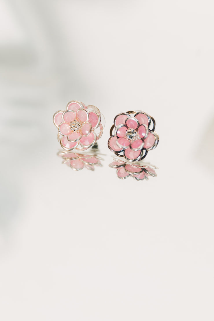 VIntage Glass Flower Earrings (Pink)