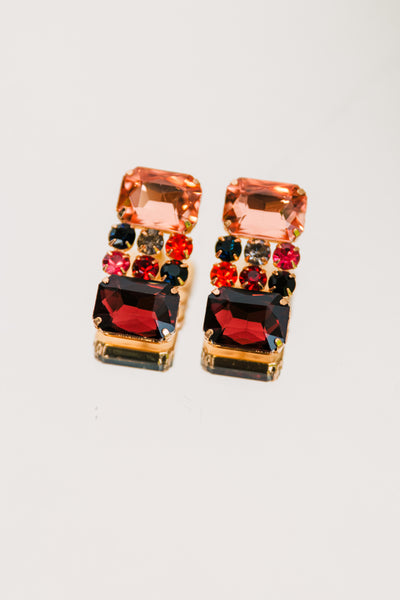 Dinky Multi-Stone Earrings (Red)