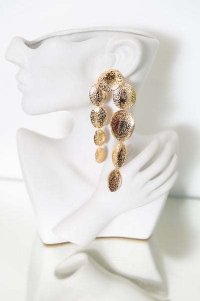 Cascading Gold Oval Earrings