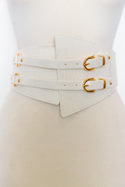 Vegan Leather Corset Belt (White)