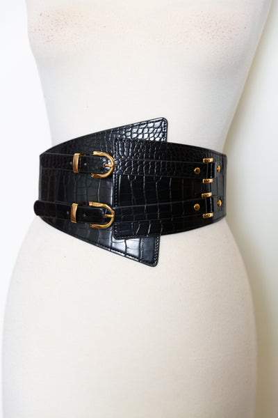 Vegan Leather Corset Belt (Black)