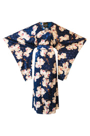 Bohémienne Kimono Robe “Leah Loves Orchids" (Navy)