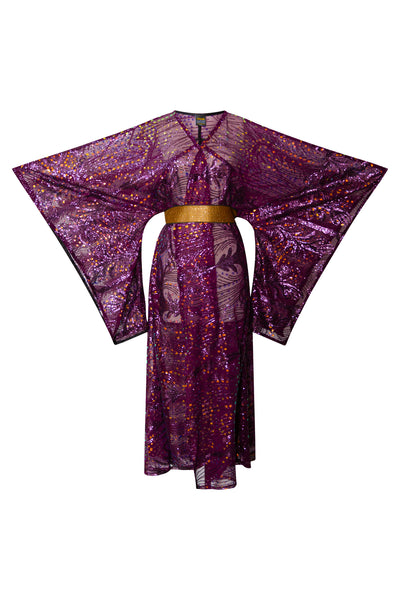 Bohémienne Kimono Robe “Stardust” (Aubergine) Runway Edition