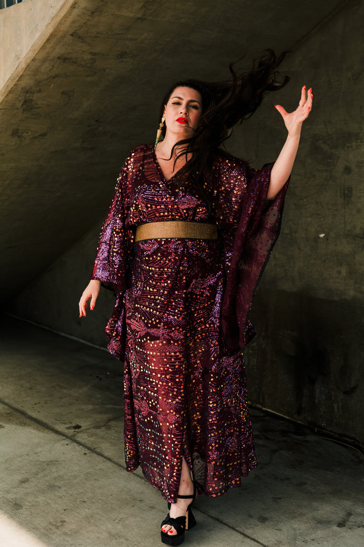 Bohémienne Kimono Robe “Stardust” (Aubergine) Runway Edition