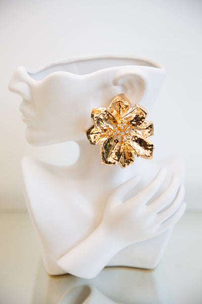 Huge Gold Flower Earrings