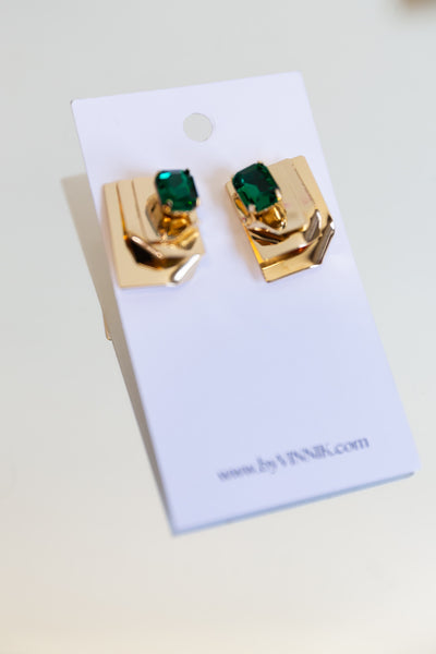 Emerald Geometric Earrings