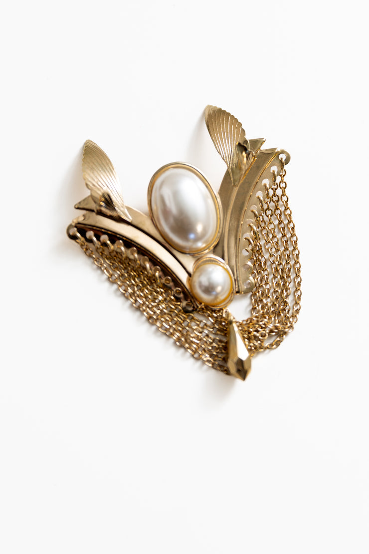 Pearl & Chain Brooch