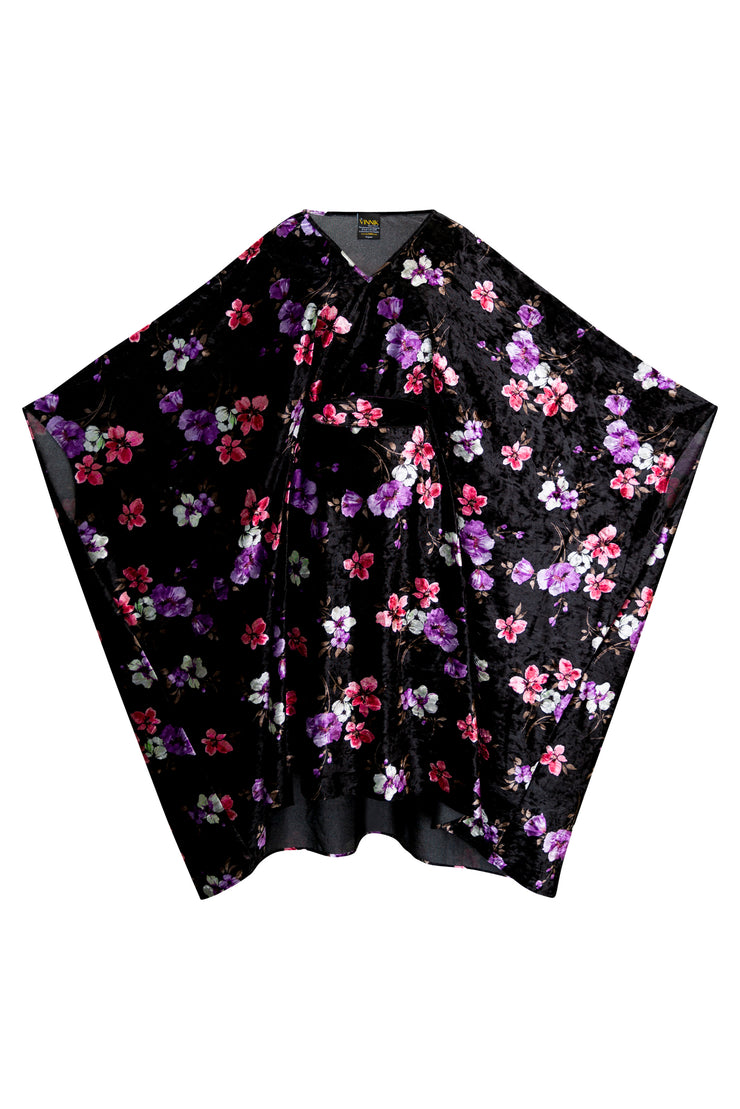 Kaftan in "Pink + Purple Flower Velvet"