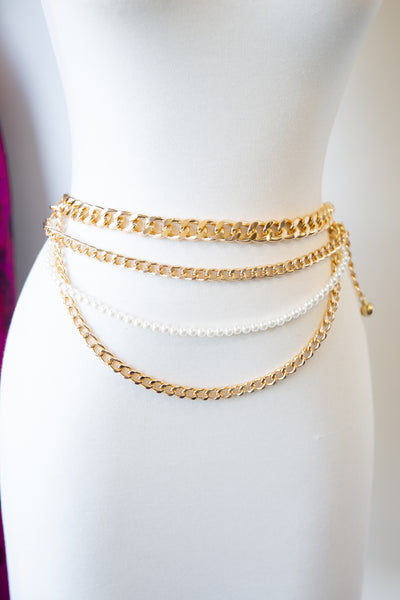 Pearl Chain Belt (Gold)