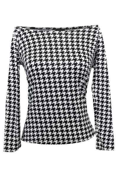 Shoulder Smolder Top "Houndstooth"