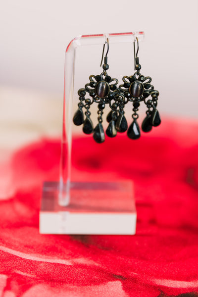 Black Rhinestone Earrings