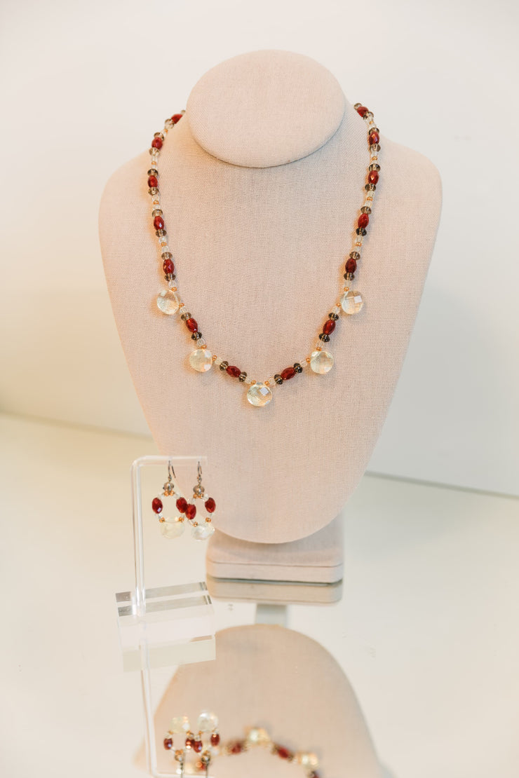 Matching Necklace and Earring Beaded Set