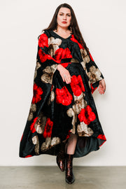 Kaftan in "Red + Creamy Flower Velvet" (Midi)