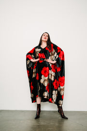 Kaftan in "Red + Creamy Flower Velvet" (Midi)