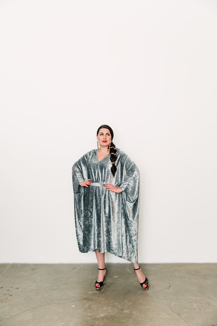 Kaftan in "Silver Ribbed Velvet"