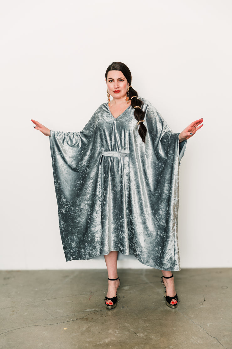 Kaftan in "Silver Ribbed Velvet"